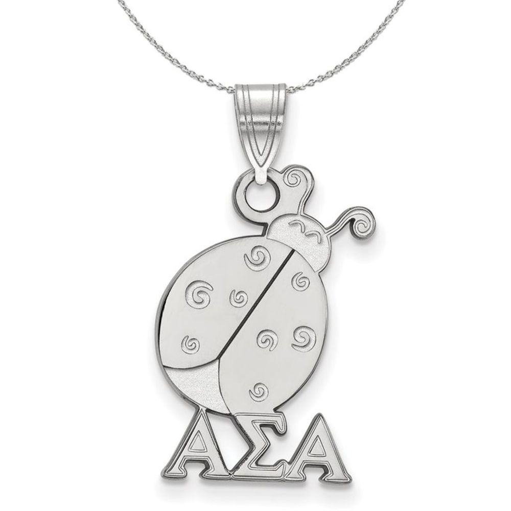 Sterling Silver Alpha Sigma Alpha Medium Pendant Necklace - 20 Inch